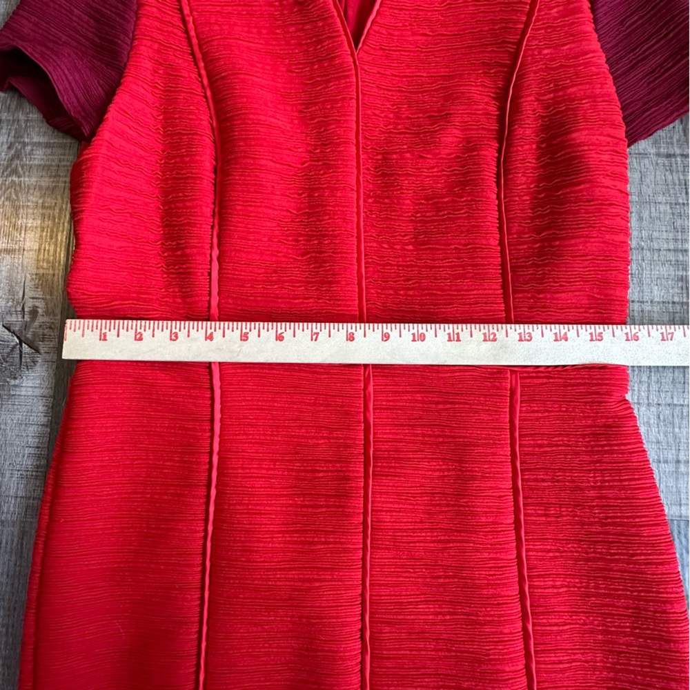 Anthropologie Maeve Dress Women’s 14 Red Eunoia Colorblock Ribbed Pencil Dress - Picture 6 of 10